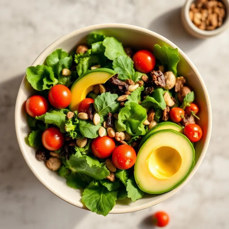 Salada fresca com abacate e tomates